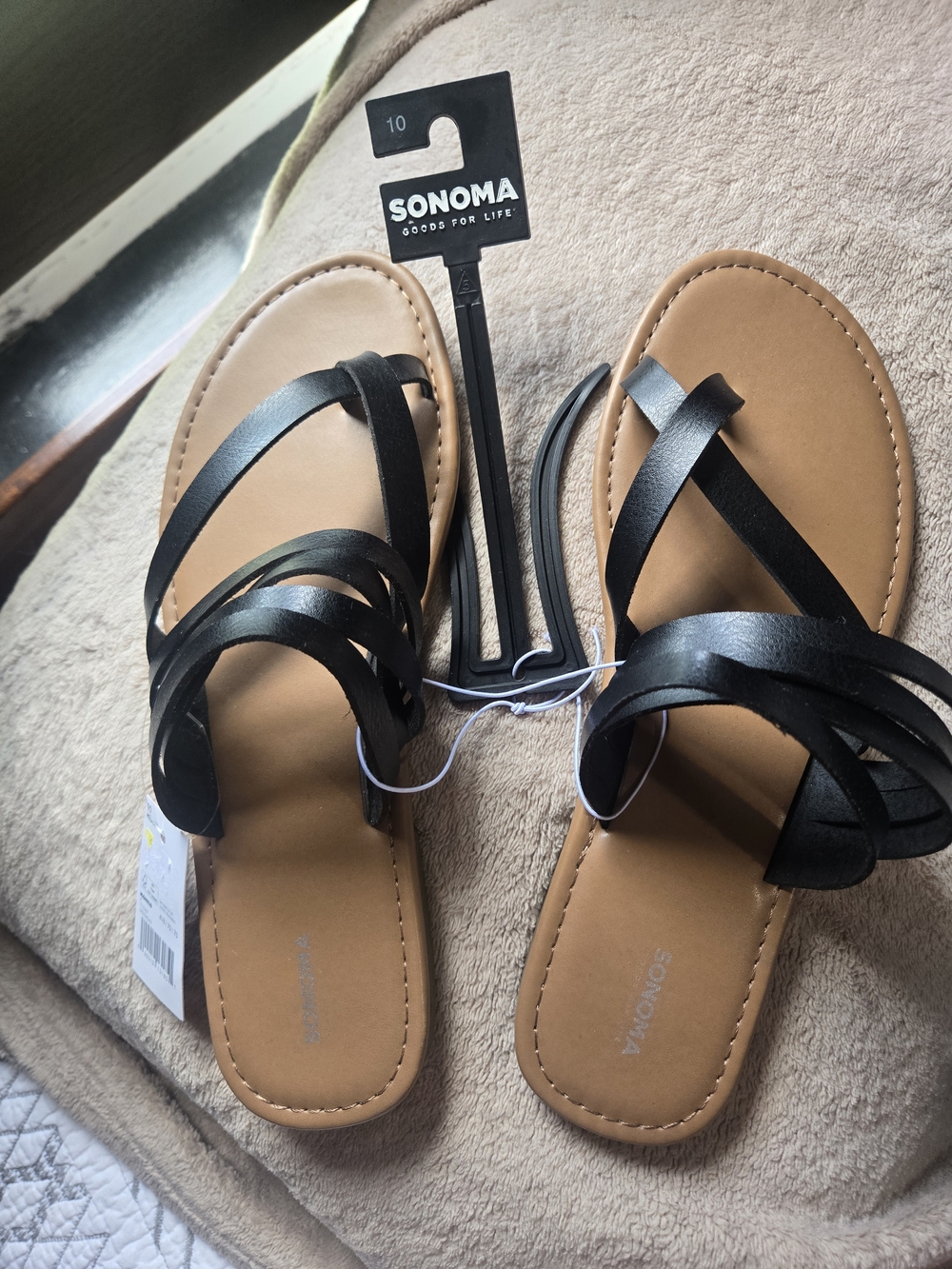 SONOMA Black Multi-Strap Women's Sandals with Tan Footbed